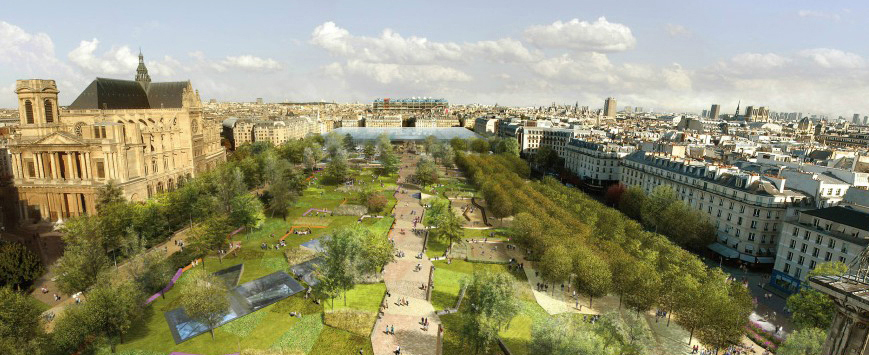 Projet de revitalisation du quartier des Halles  Paris, Seura architectes. Source : Seura.fr.